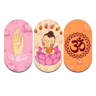 Cute Buddha Wall Art Hanging Set of 3 for Home & Meditation Décor